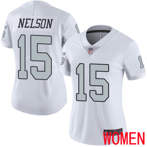 Oakland Raiders Limited White Women J  J  Nelson Jersey NFL Football #15 Rush Vapor Untouchable Jersey